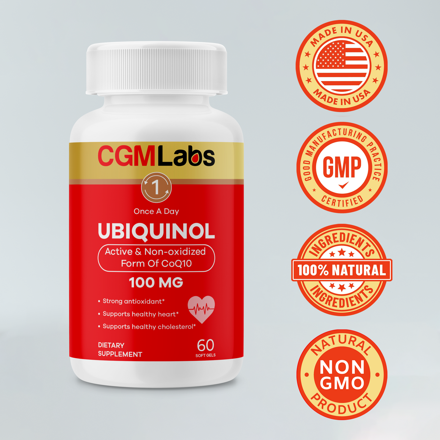 CGM Labs - Ubiquinol 100MG Active & Non-Oxidized(Reduced) Form of CoQ10 - 60 Softgels