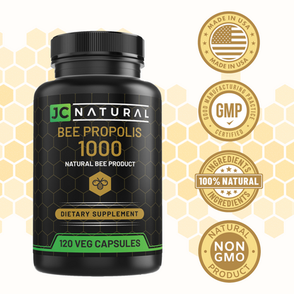 JC Natural - Bee Propolis Concentrate 1,000mg for Immune System - 120 Veg Capsules