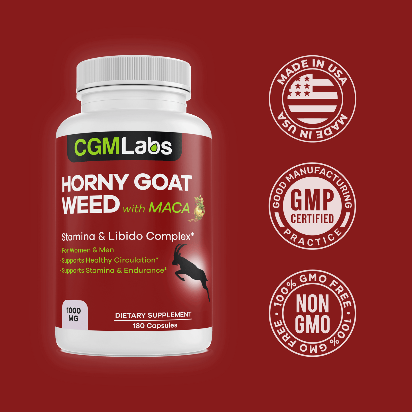 CGM Labs - Horny Goat Weed with Maca 1000mg - 180 caps