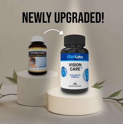 NEW! - Vision Care Plus - Complete Dietary Supplement for Your Vision- Lutein 20mg, Zeaxanthin, Vitamin A, Bilberry Extract - 90 Softgels by CGM Labs